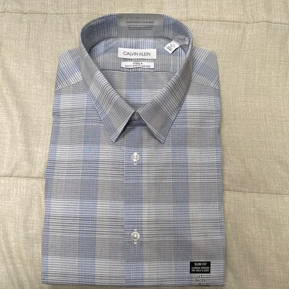 Calvin Klein | Shirts | Calvin Klein Steel Slim Fit Stretch Non Iron Shirt  Xl 7 3435 | Poshmark